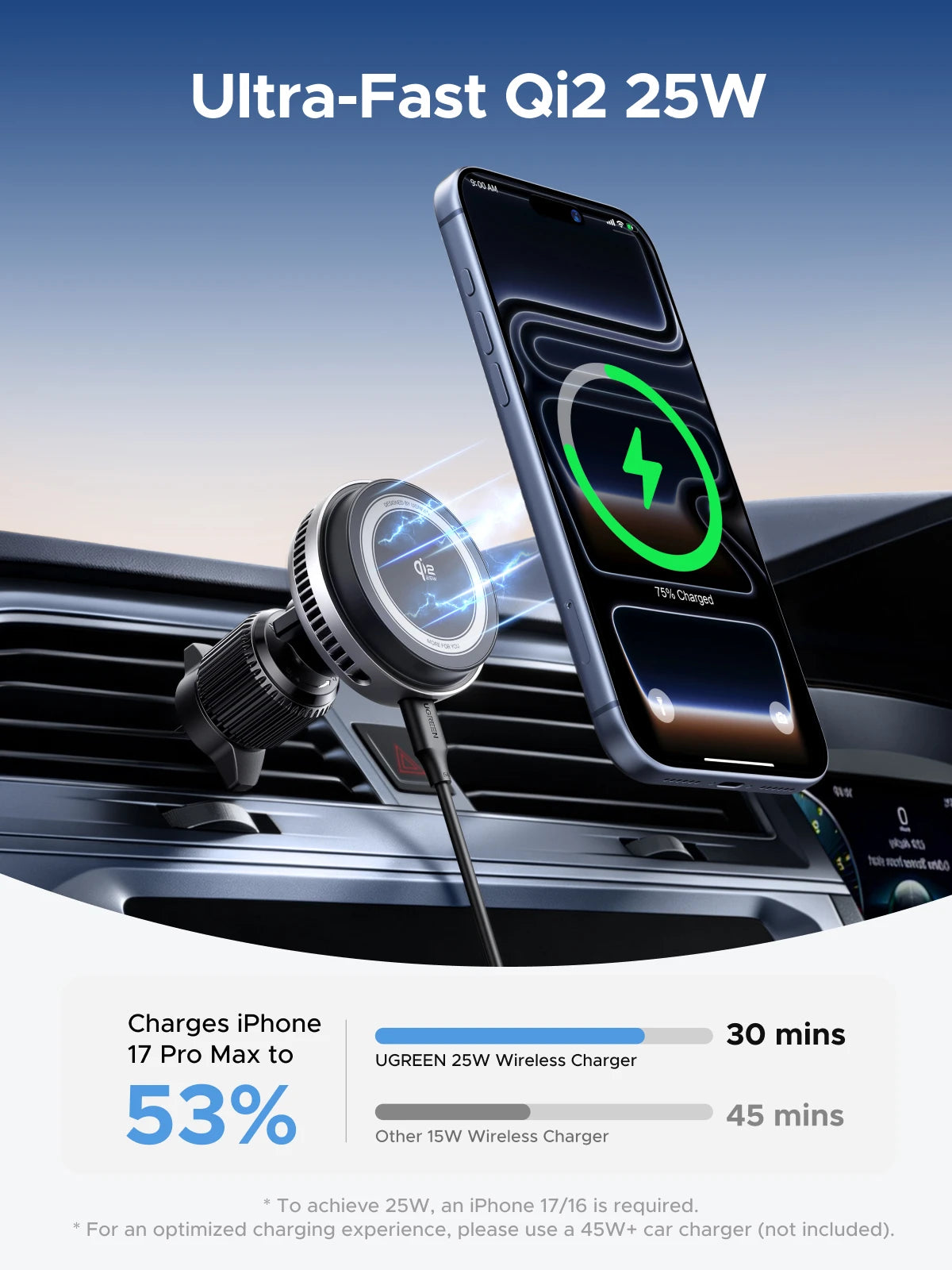 25W Magnetic Wireless Car Charger